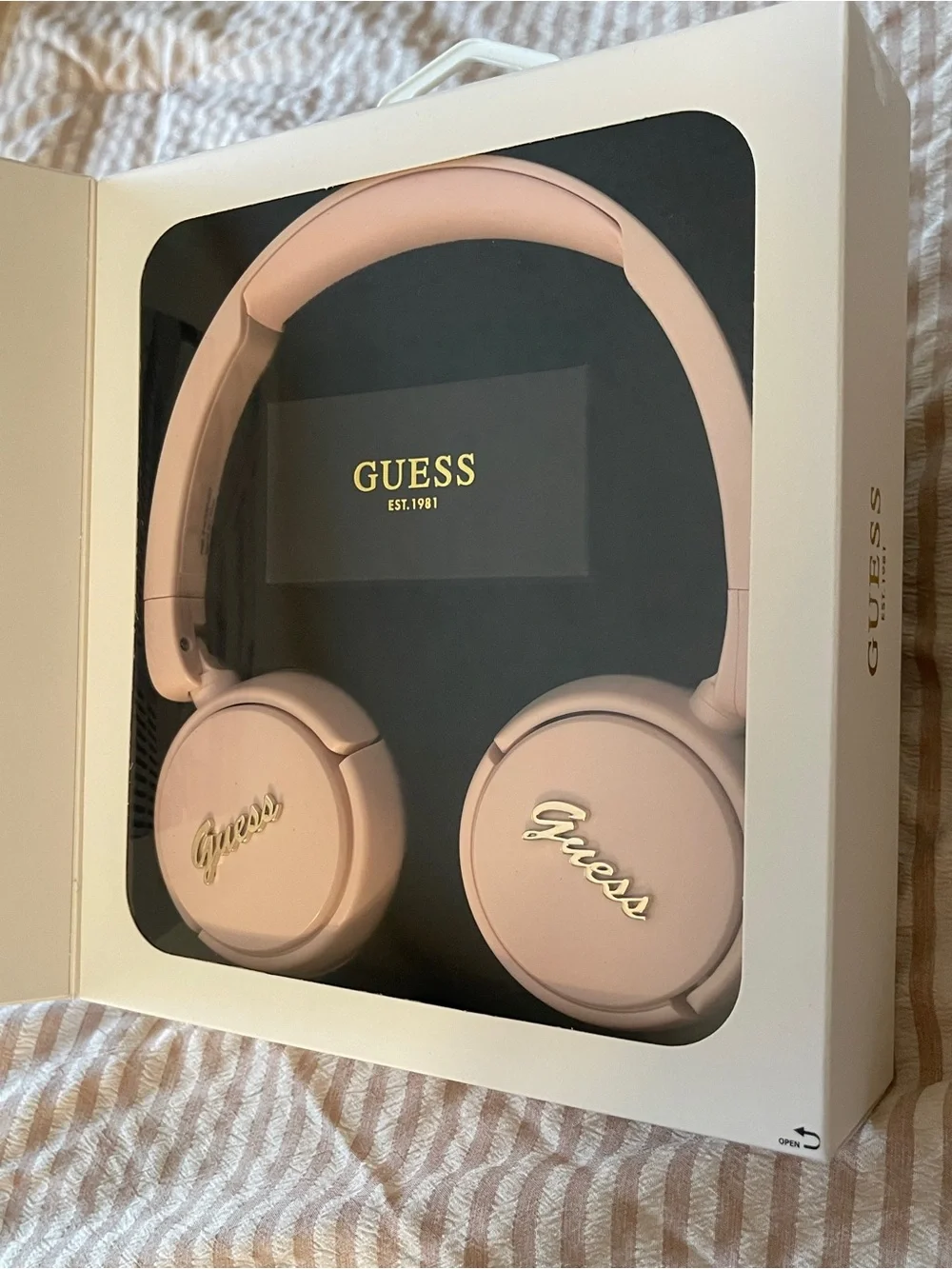 Guess Pink Over-Ear Headphones with Gold Logo